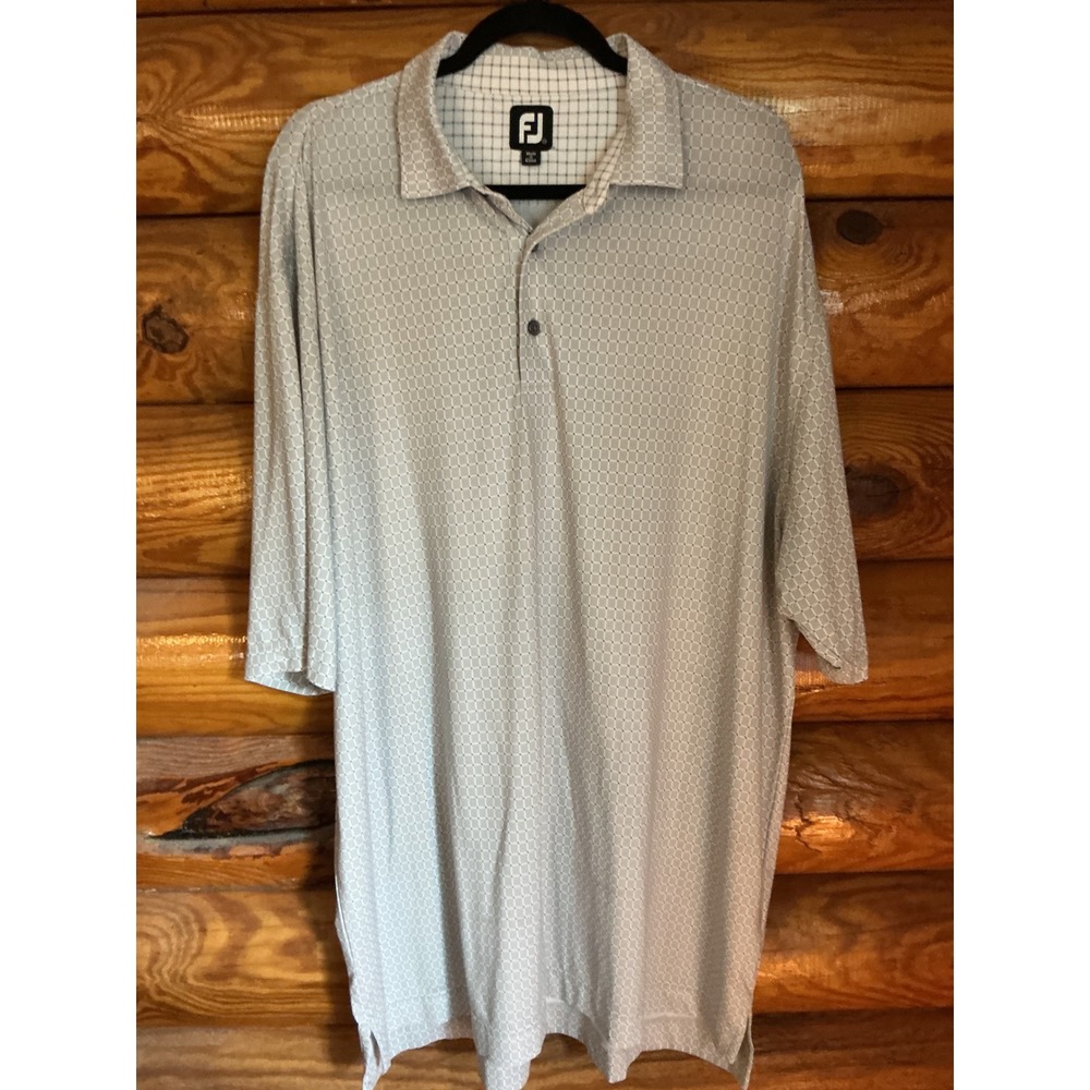 FootJoy‎ Mens XXL Gray Blue Micro Grid Performance Golf Polo Shirt FJ 1119327